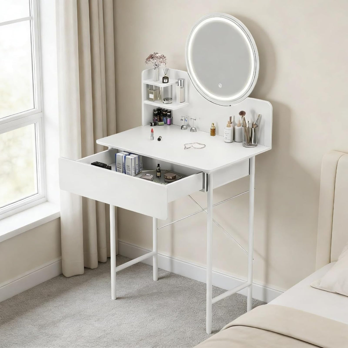 Vanity Desk with Mirror and LED Lights E2818