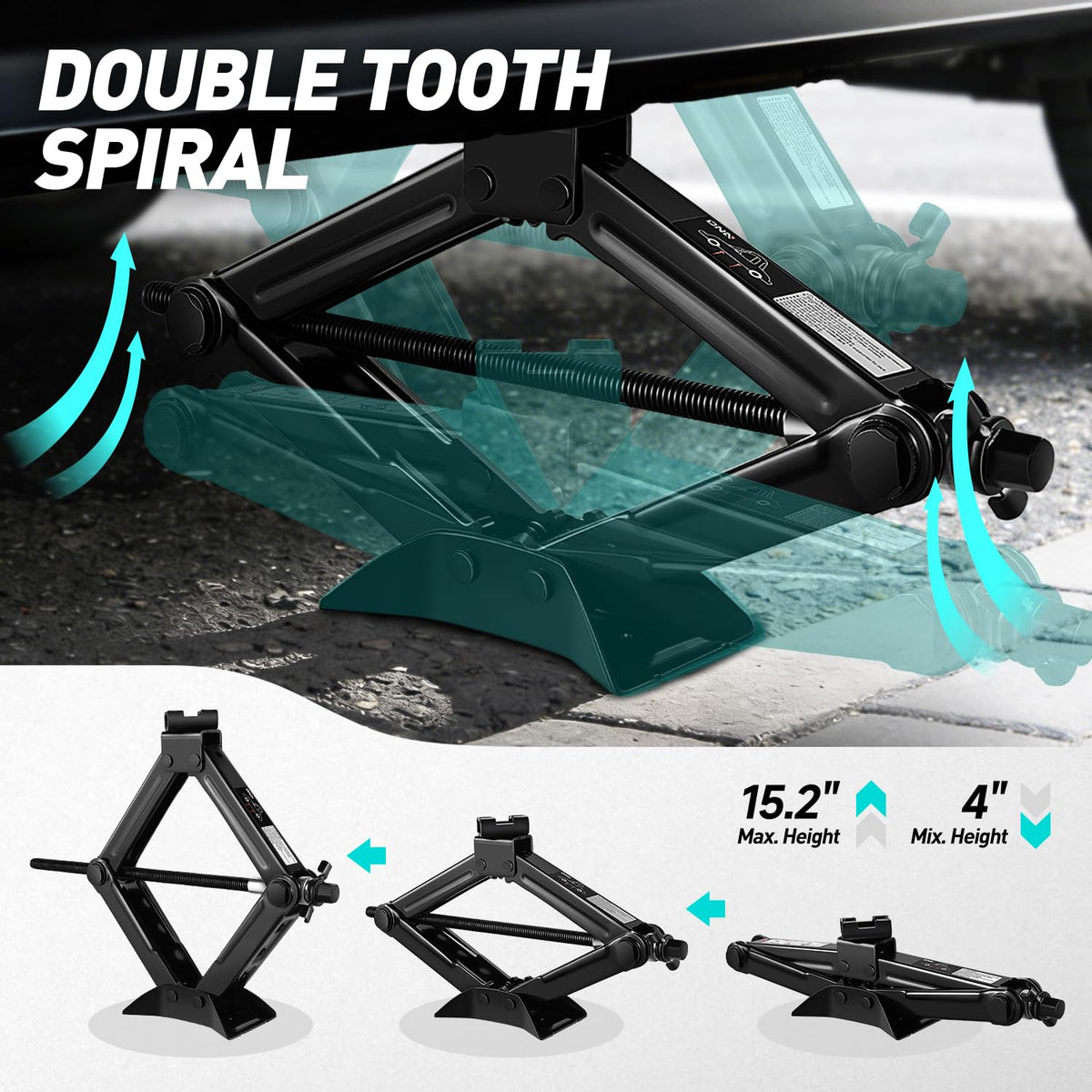 Scissor Jack 1.5 Ton Black H450