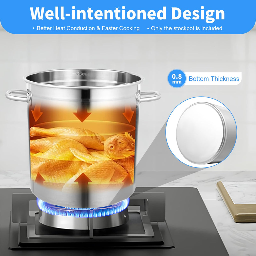 35L Stainless Steel Stockpot with Lid W751018
