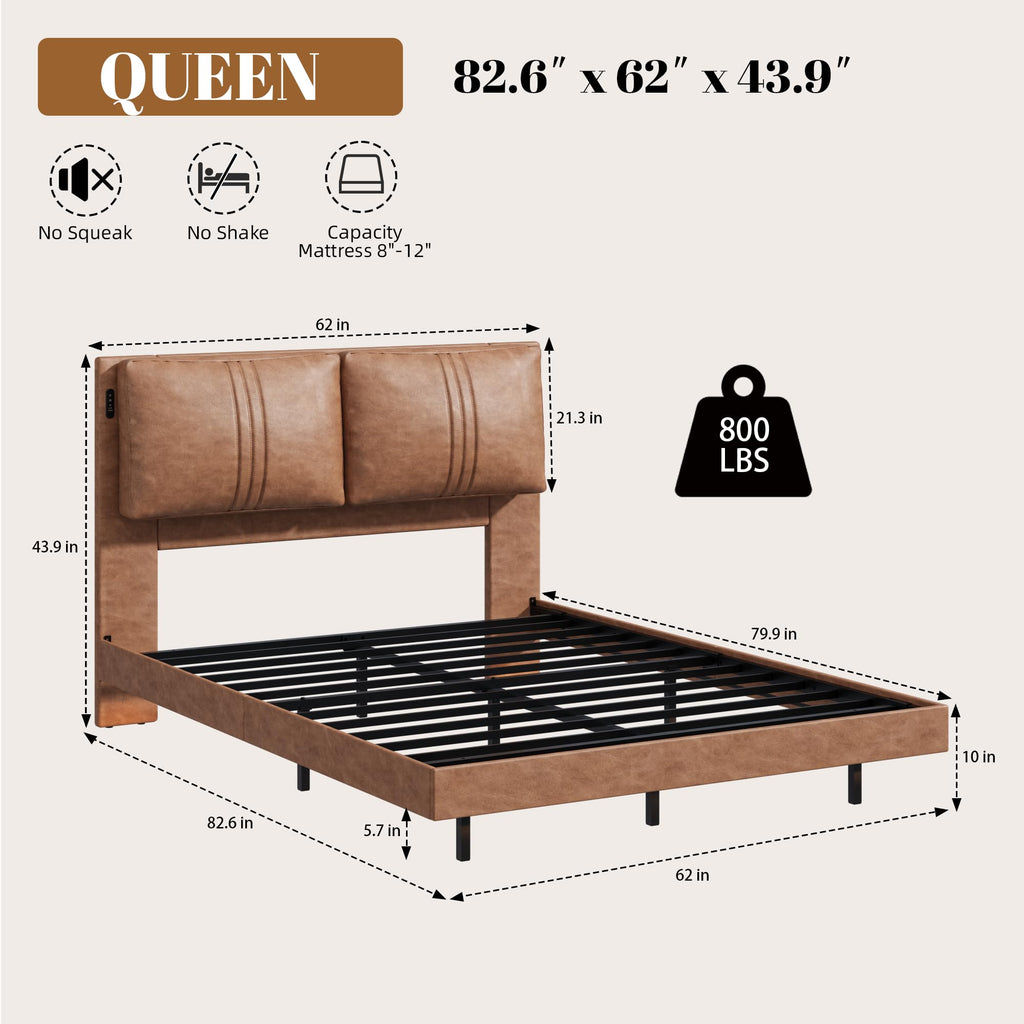 Queen Floating Bed Frame with LED Lights V368036