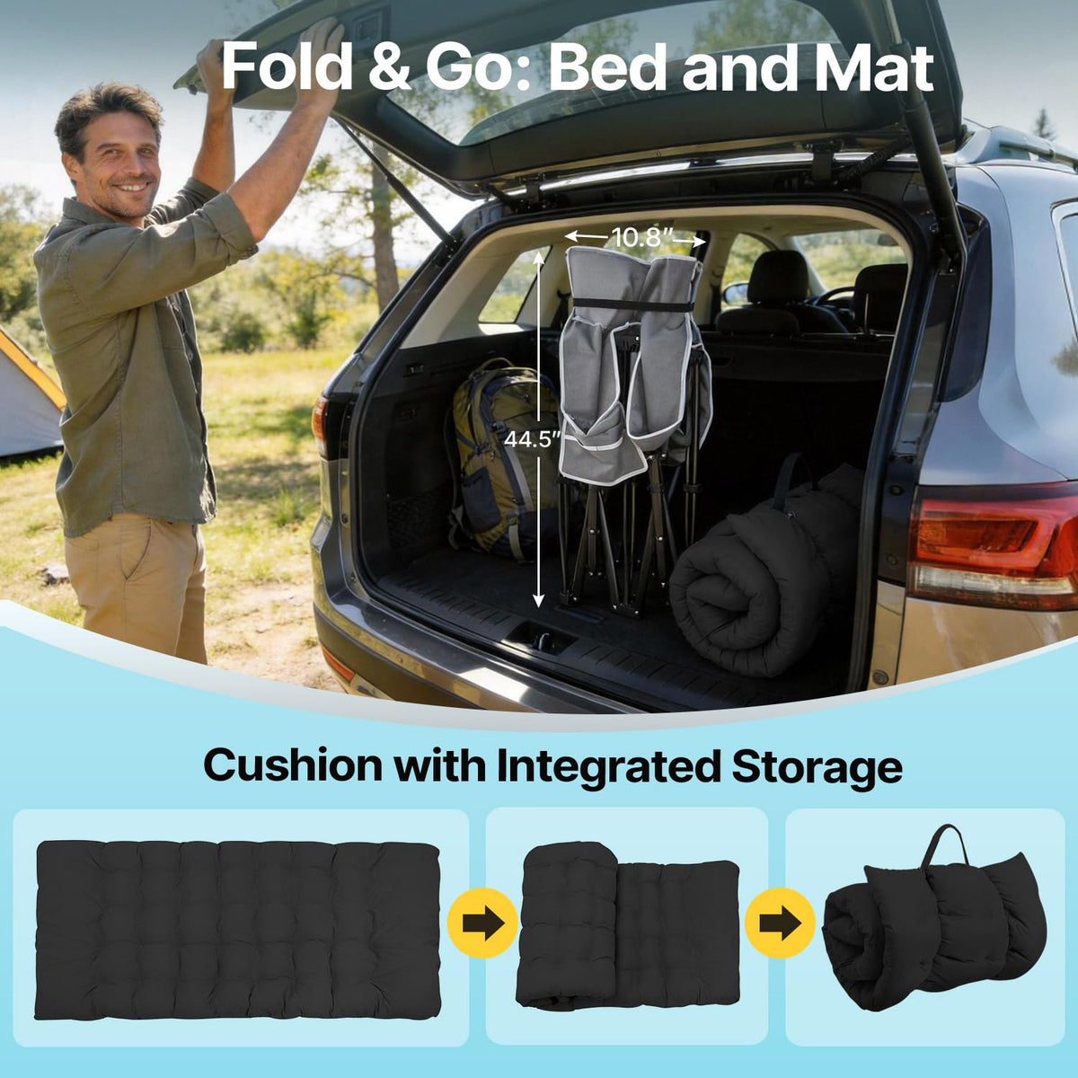 XXL Camping Cot with Mattress, Pillow & Carry Bag M5033