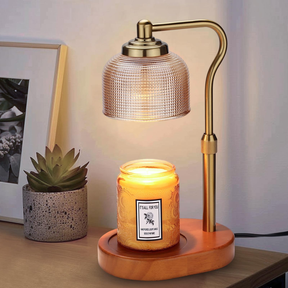 Electric Candle Warmer Lamp with Timer Dimmable Height Adjustable F664849