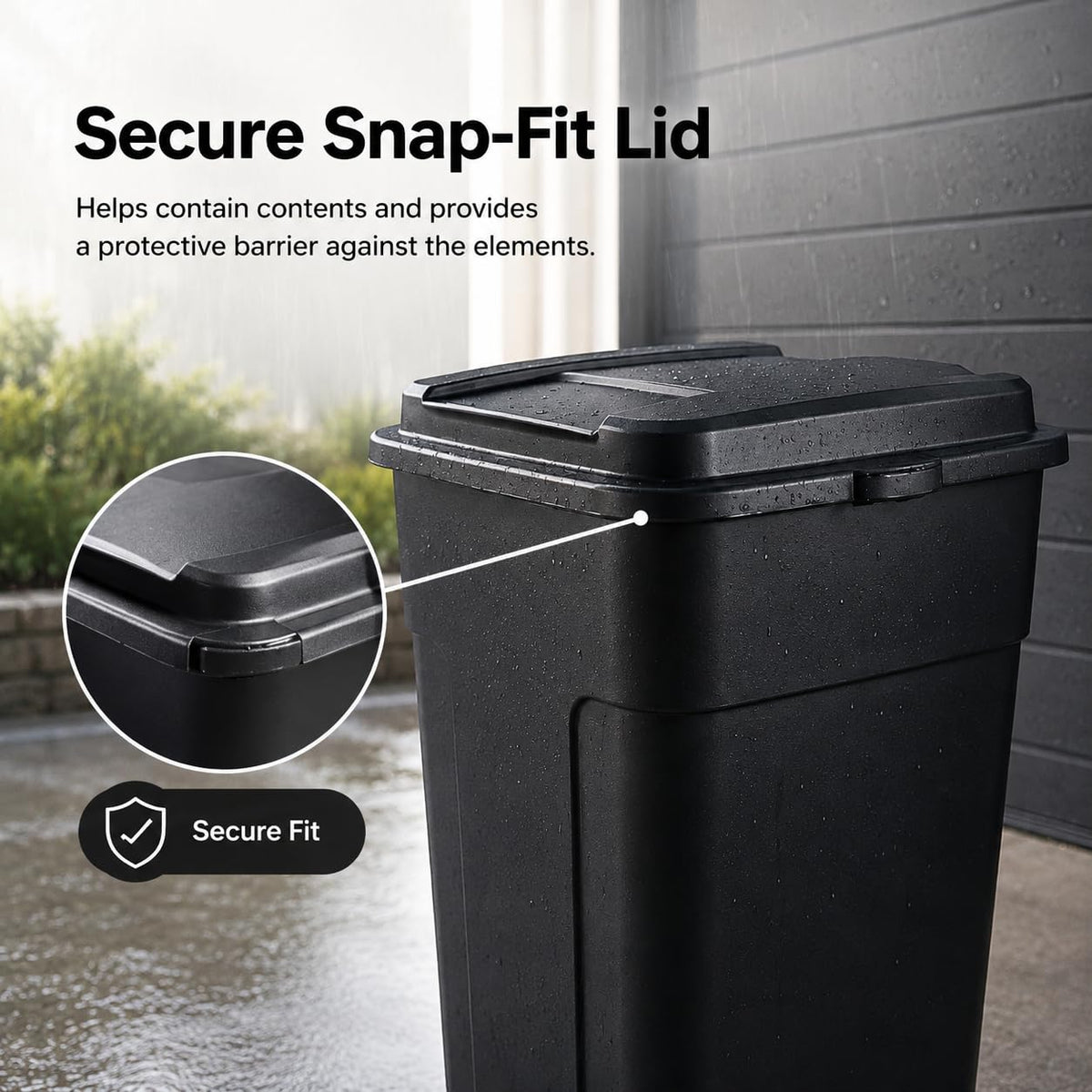 50 Gallon Wheeled Plastic Trash Can with Lid and Handle B1722