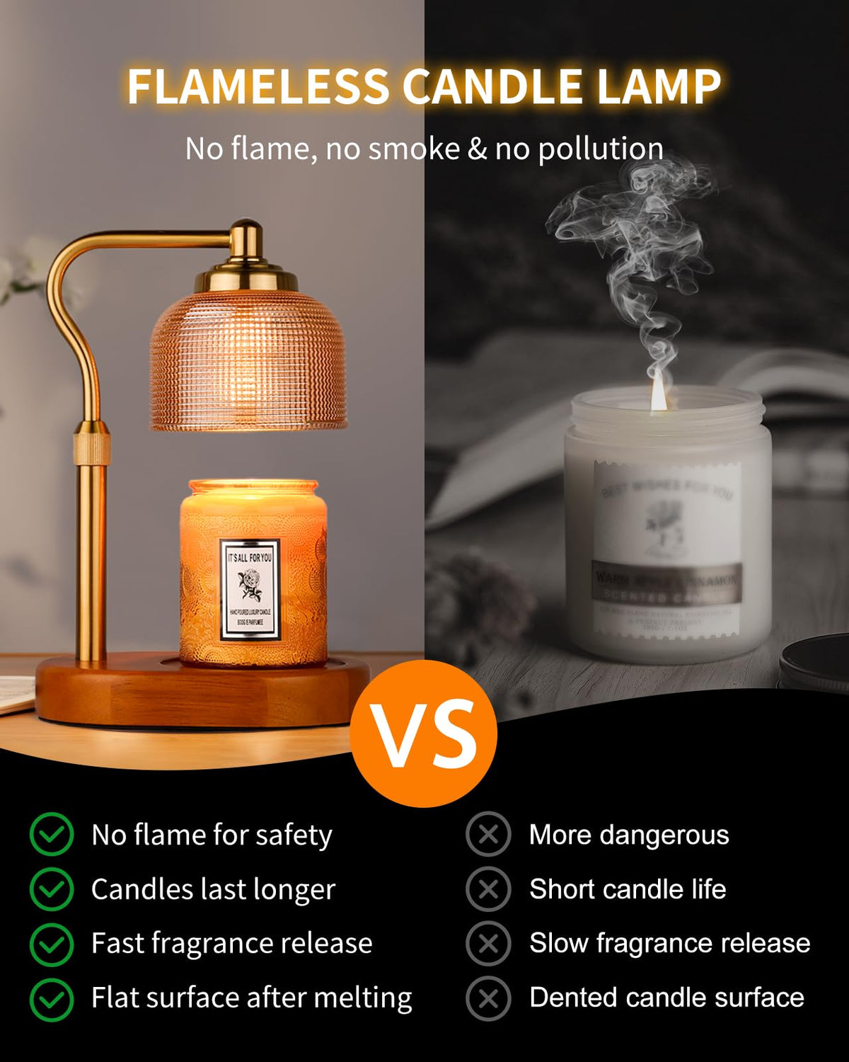 Electric Candle Warmer Lamp with Timer Dimmable Height Adjustable F664849