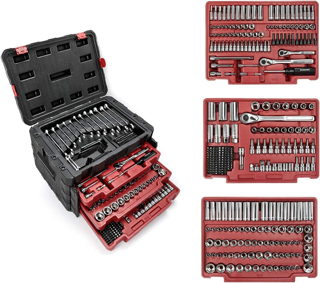 450-Piece Drive Socket Set 1/2" 1/4" 3/8" CR-V Metric and Imperial with Quick-Release Ratchet Wrench K200387