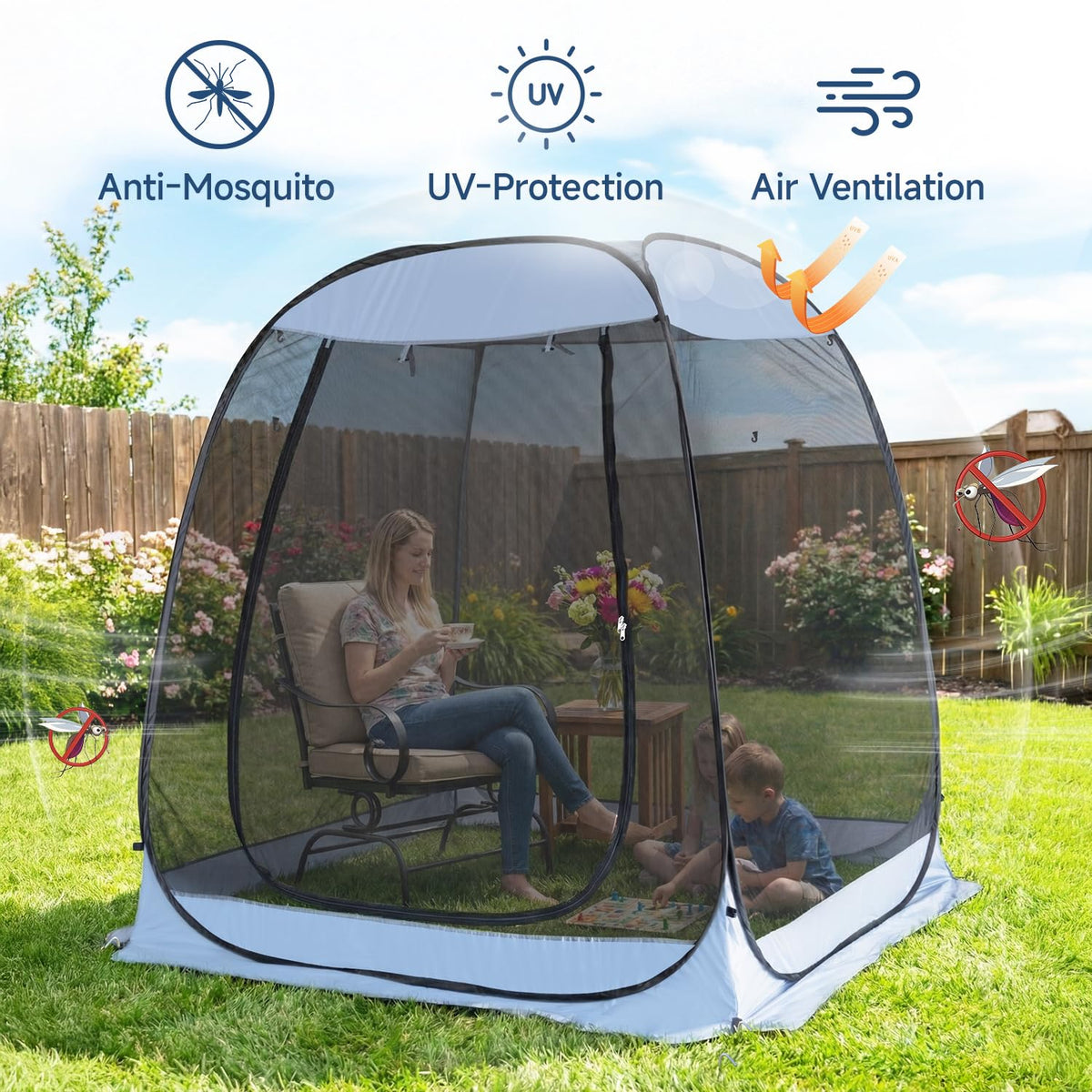 Pop Up Screen House Tent with Mosquito Netting R57582