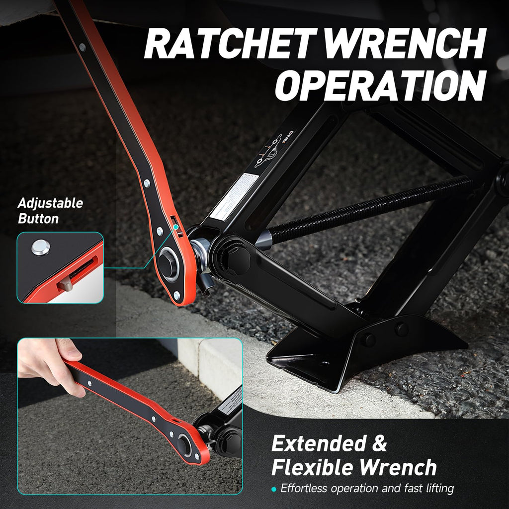 Scissor Jack 1.5 Ton Black H450