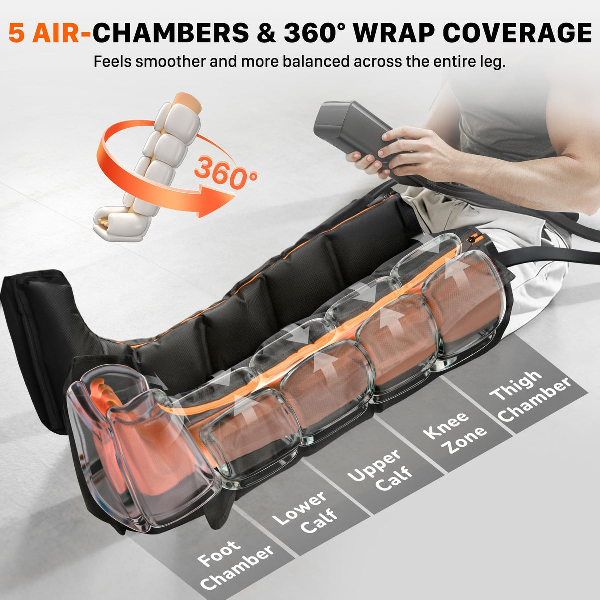 Air Compression Boots Leg Massager with Heat, 6 Modes & 11 Intensities (Large) E845352