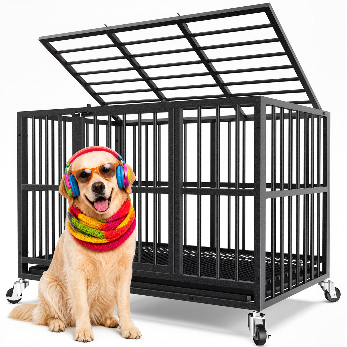 48 Inch Heavy Duty Black Dog Kennel M527