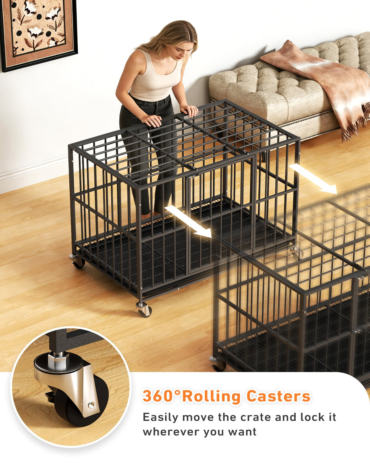 48 Inch Heavy Duty Black Dog Kennel M527