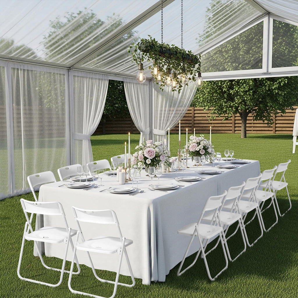 White Plastic Folding Chairs, 10 Pack Steel Frame X3269