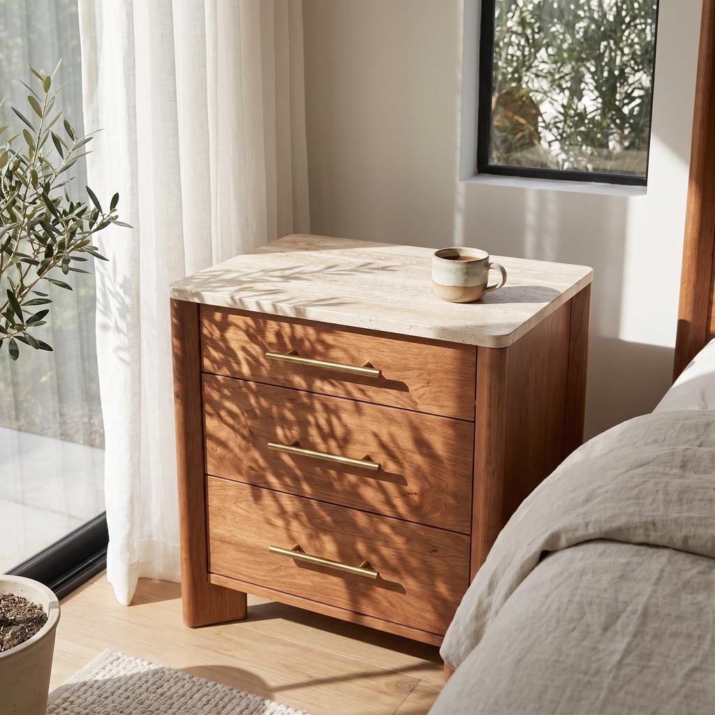 3 Drawer Marble Top Nightstand N6483