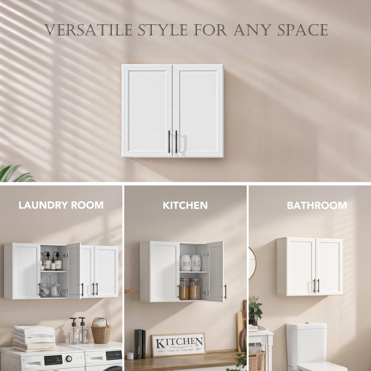 47.2" W Off White Wall Mounted Cabinet with Adjustable Shelf V9600