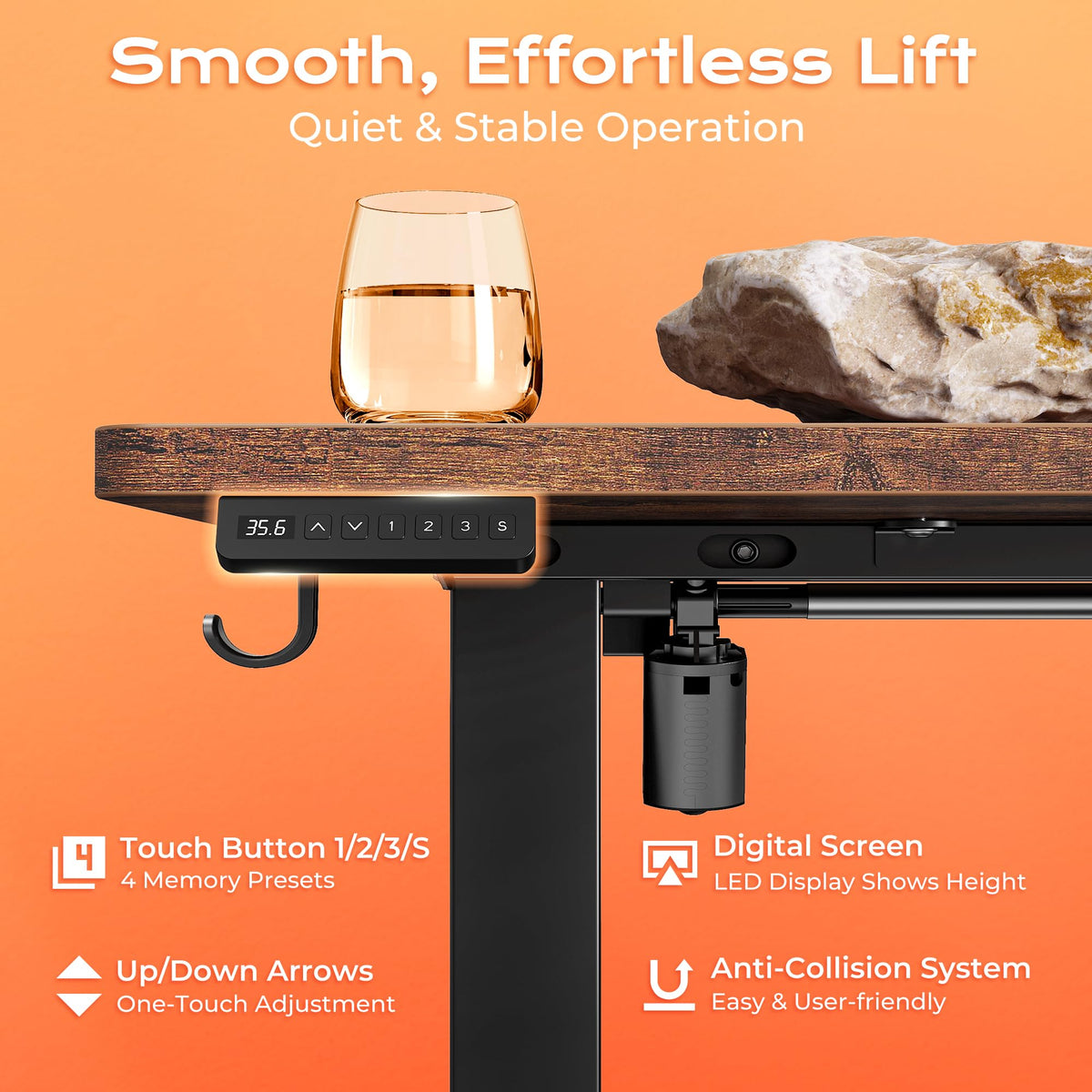 55.1'' L Standing Desk with Outlets, Cabinet, Shelves, Drawers Y960012