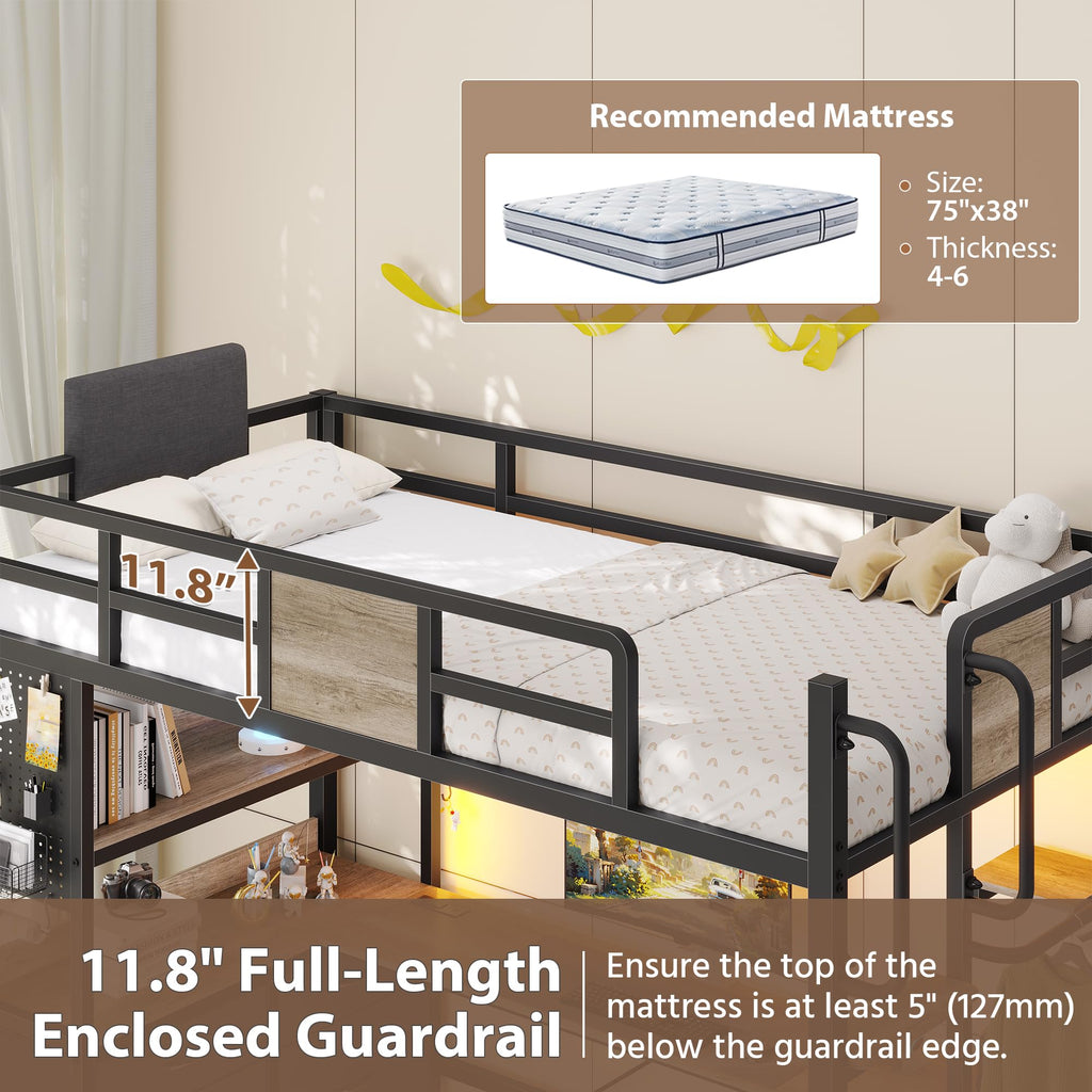 Twin Loft Bed with Desk and 5 Storage Drawers R916889