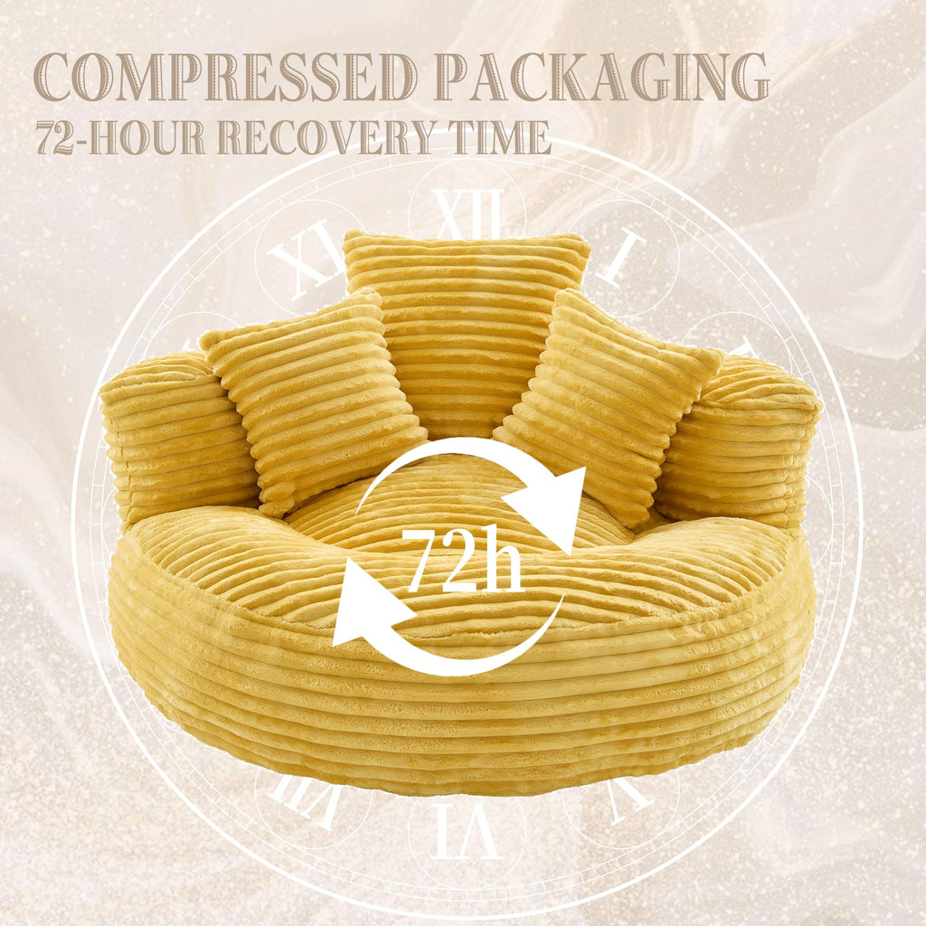Oversized Mustard Yellow Bean Bag Chair A636