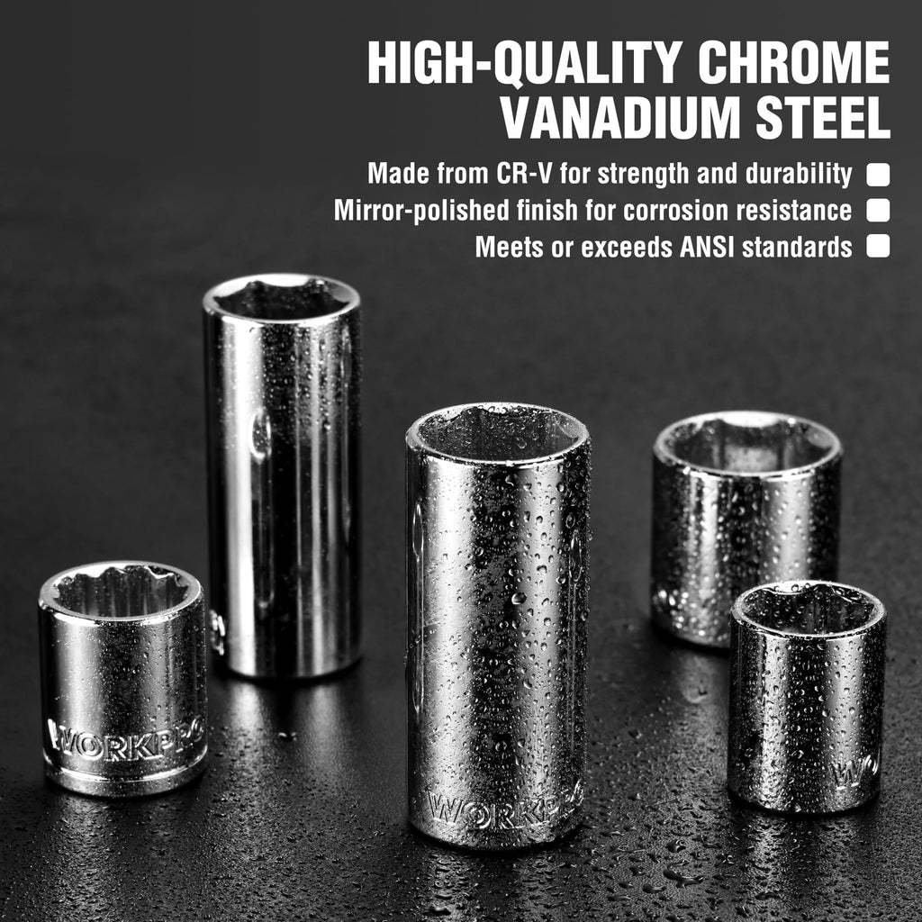 450-Piece Drive Socket Set 1/2" 1/4" 3/8" CR-V Metric and Imperial with Quick-Release Ratchet Wrench K200387