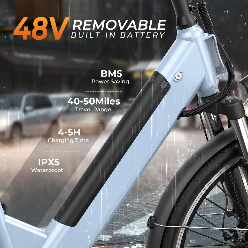 26" Step-Thru Electric Bike with 1000W Peak Motor N5648