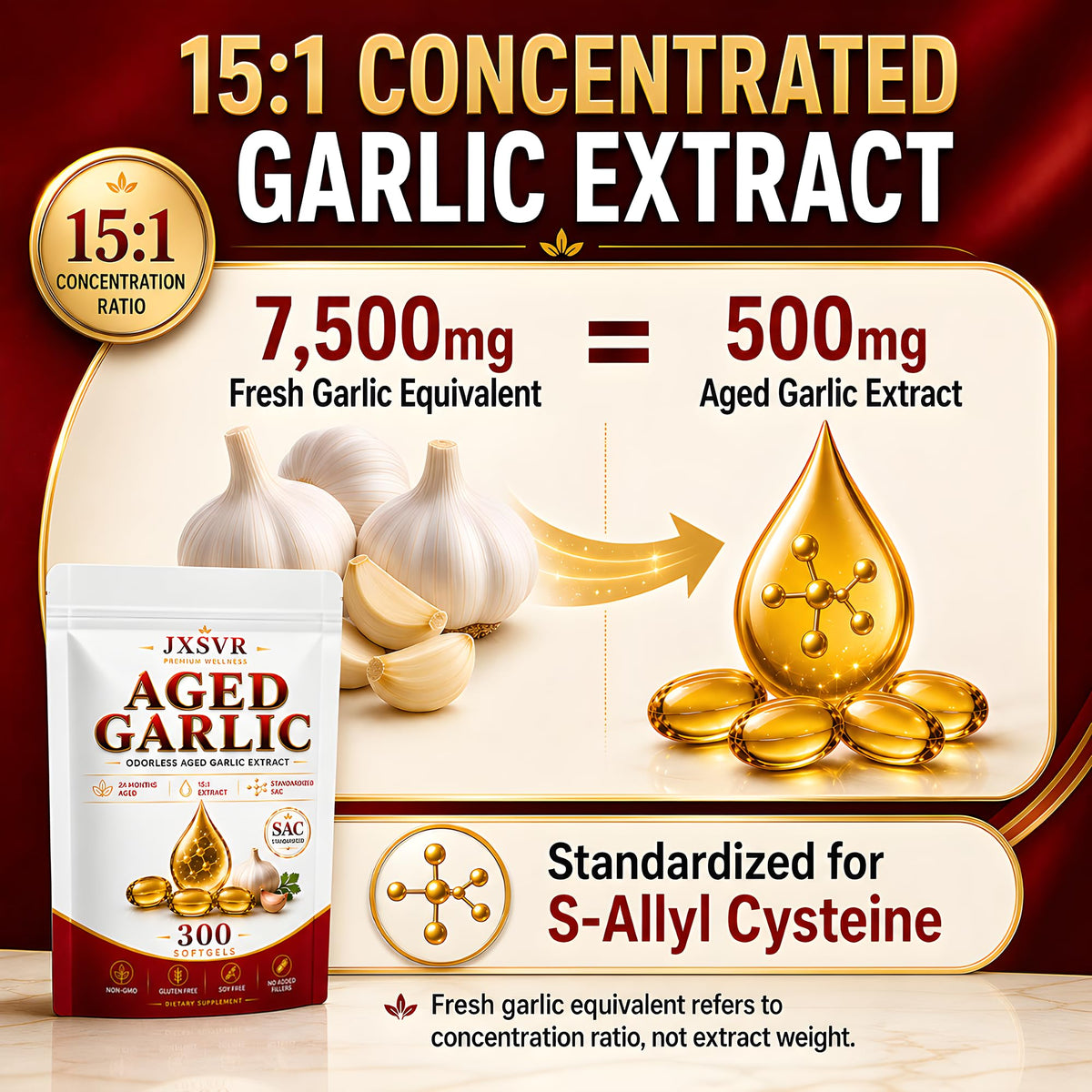 Aged Odorless Garlic Extract Softgels 300 Count H42310