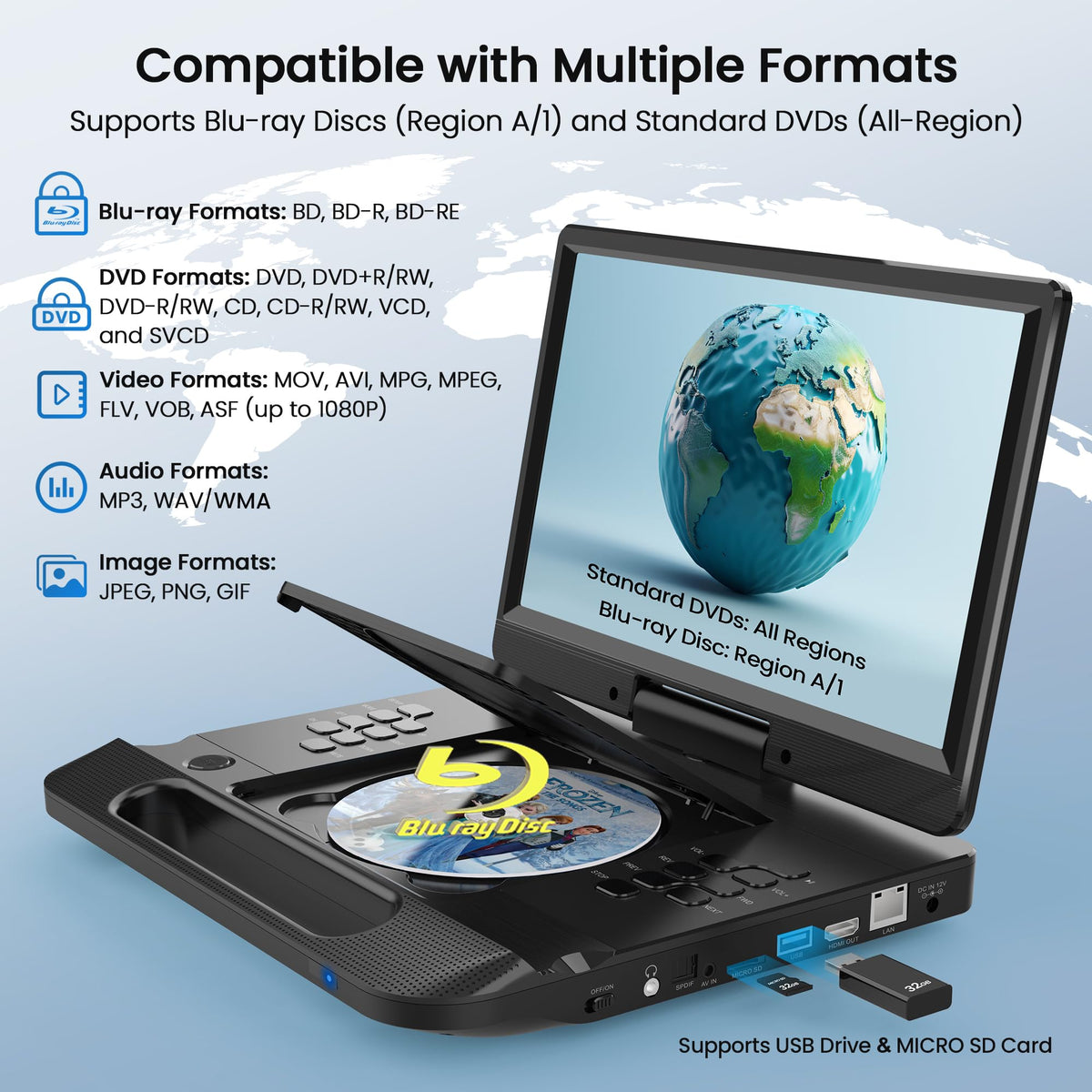 13.3” Portable Blu-ray Player T1595