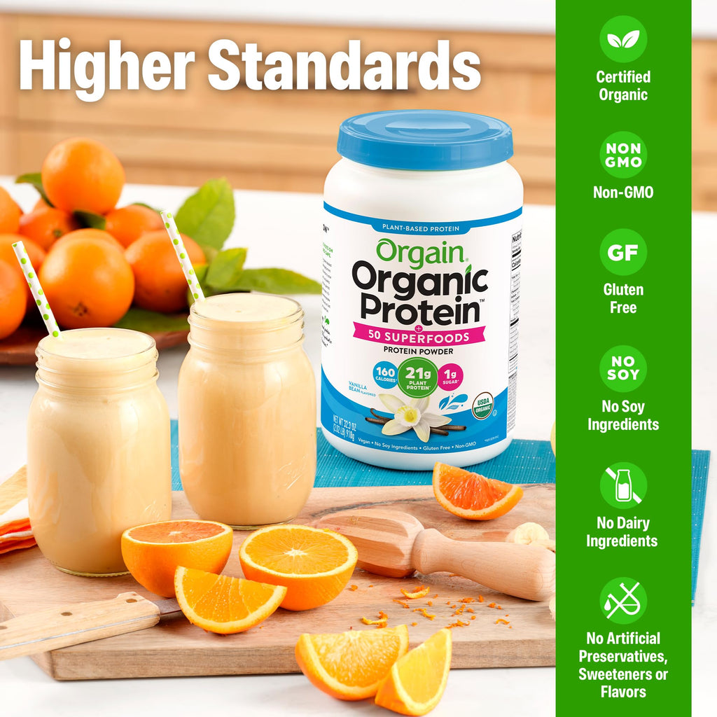 Organic Vegan 21g Protein Superfoods Powder Vanilla Bean 2.02lb T69391