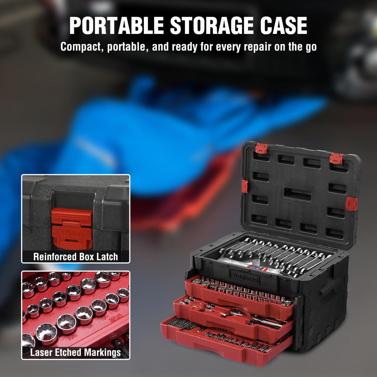 450-Piece Drive Socket Set 1/2" 1/4" 3/8" CR-V Metric and Imperial with Quick-Release Ratchet Wrench K200387