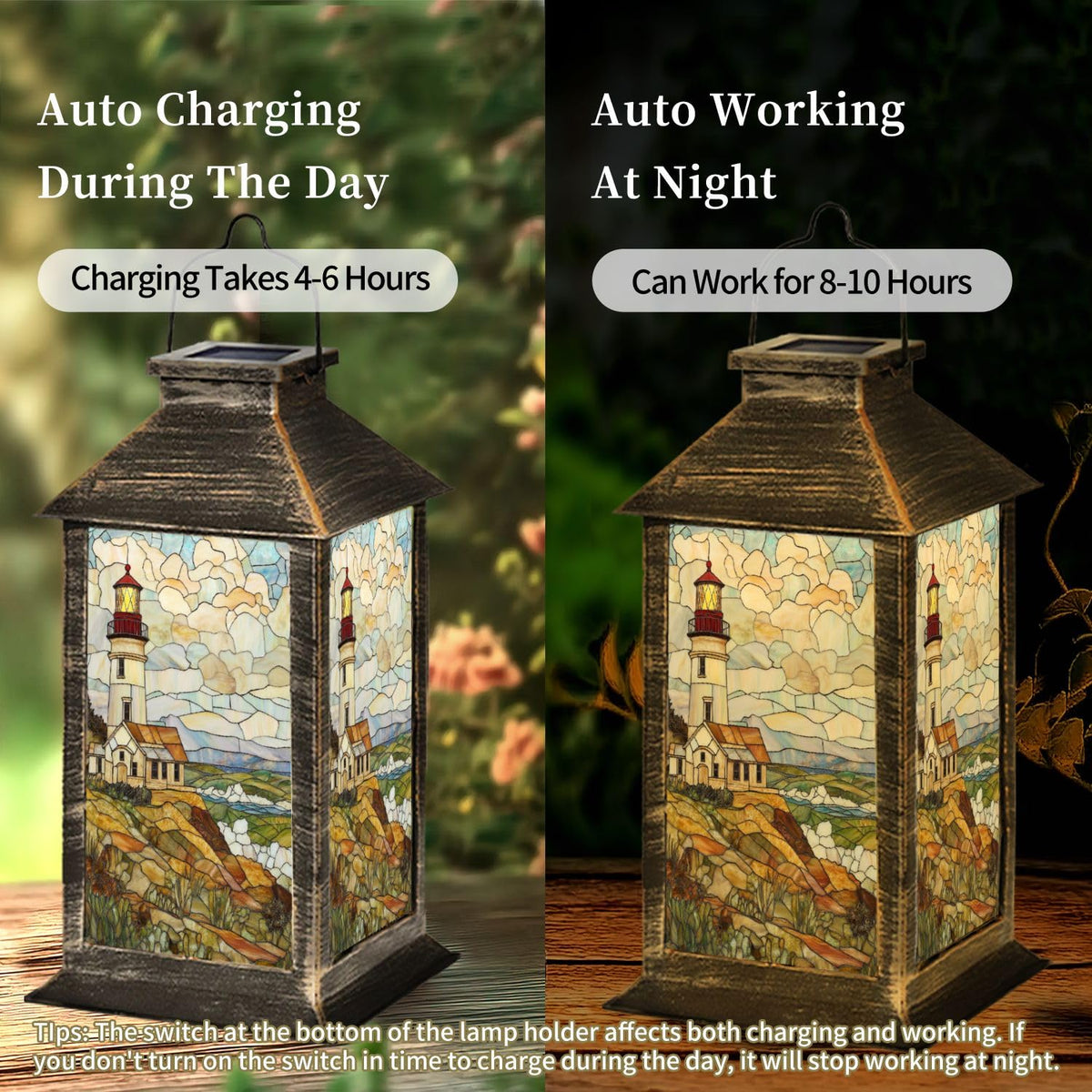 Solar Powered Outdoor Waterproof Hanging Lantern 1 Pack V68217