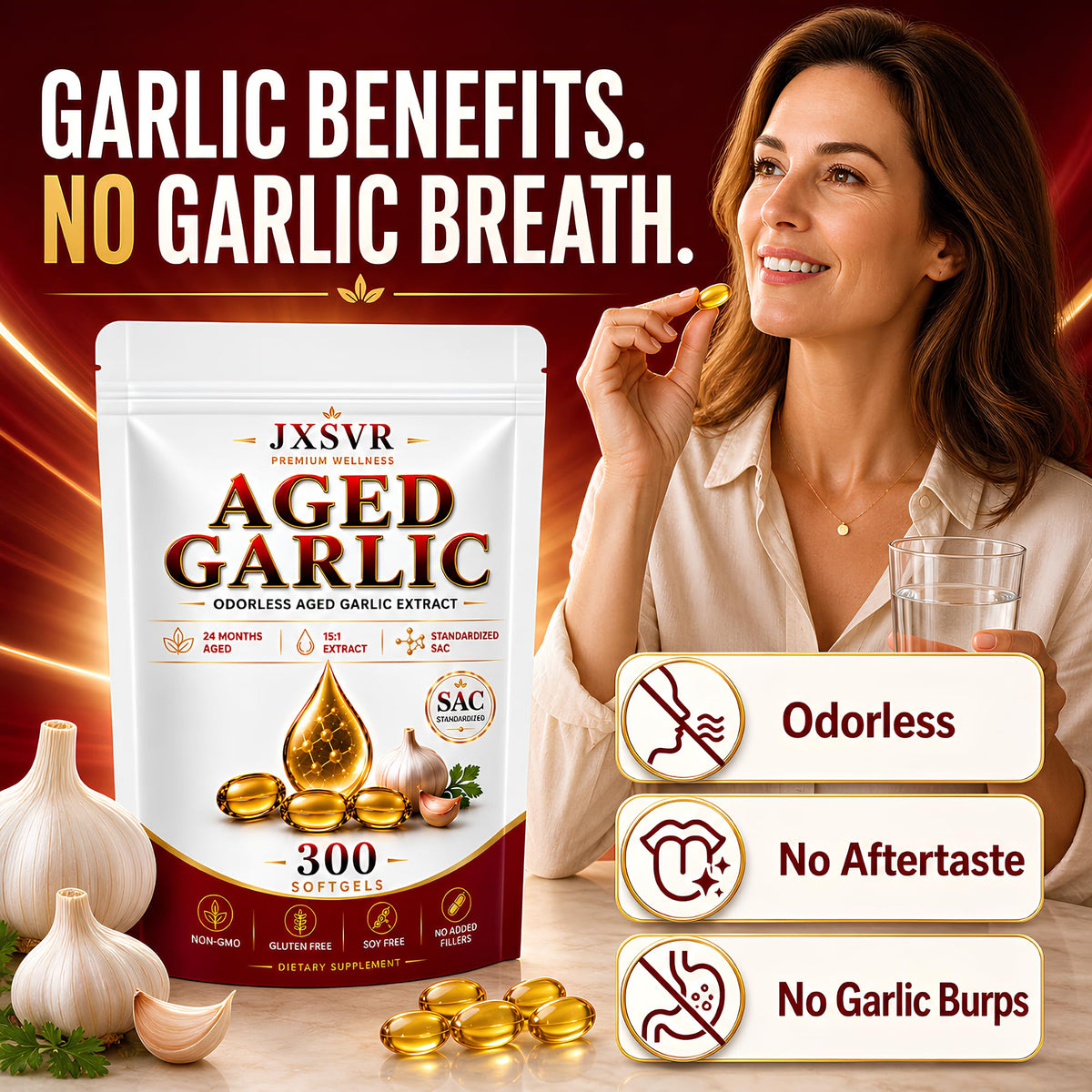 Aged Odorless Garlic Extract Softgels 300 Count H42310