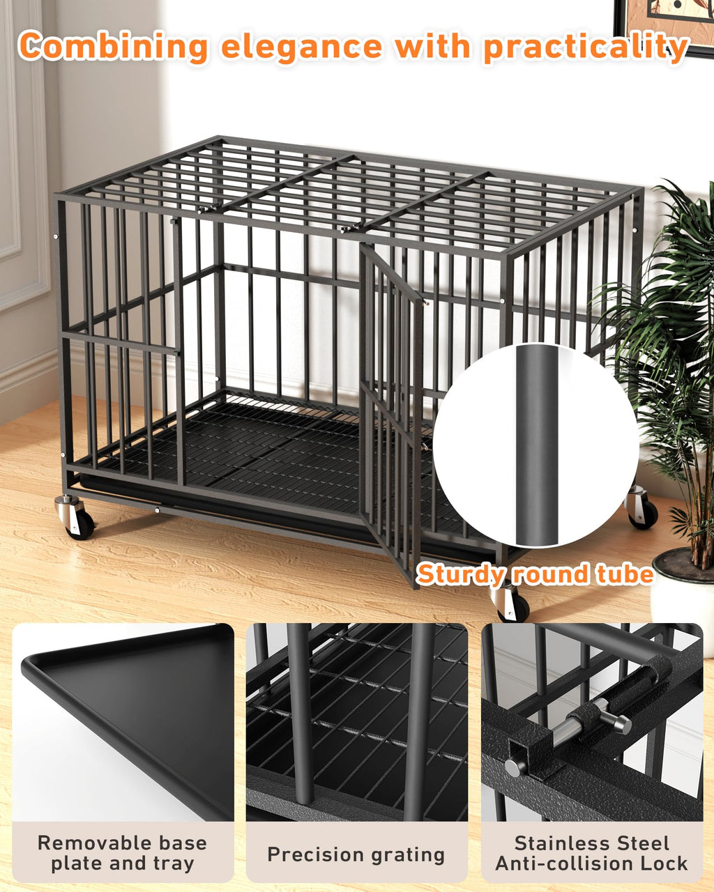 48 Inch Heavy Duty Black Dog Kennel M527