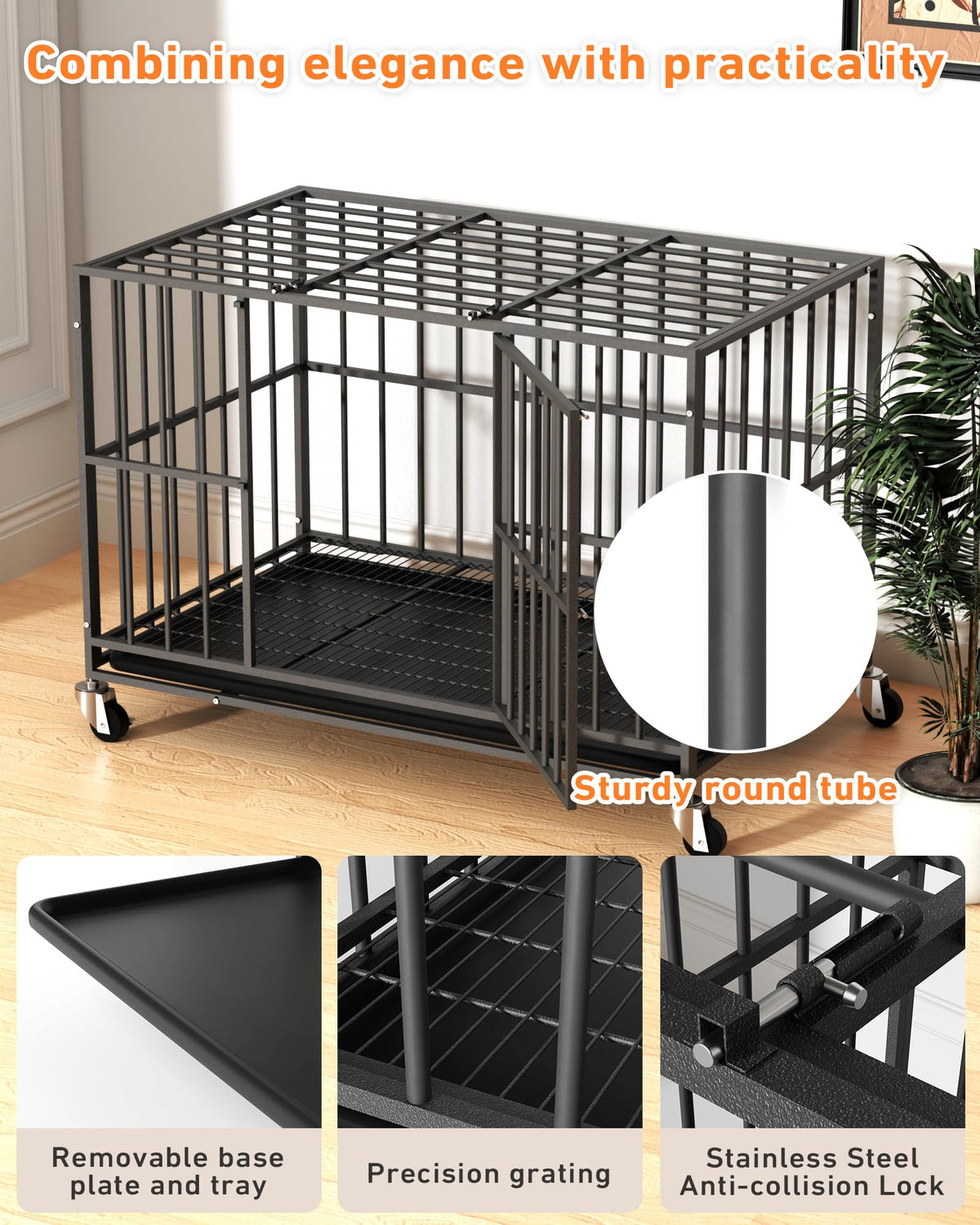 48 Inch Heavy Duty Black Dog Kennel M527