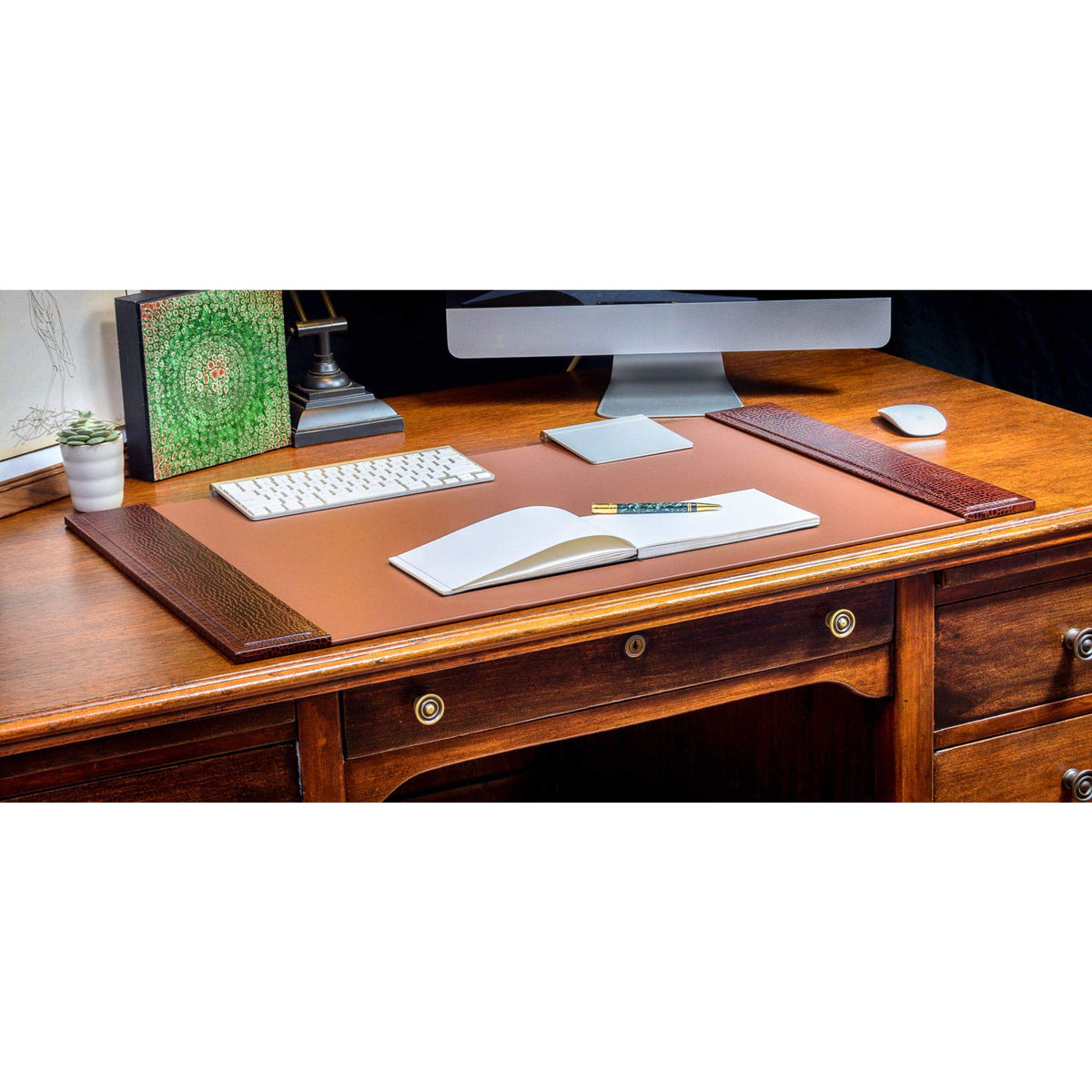 Brown Crocodile Embossed Leather Desk Set R829289
