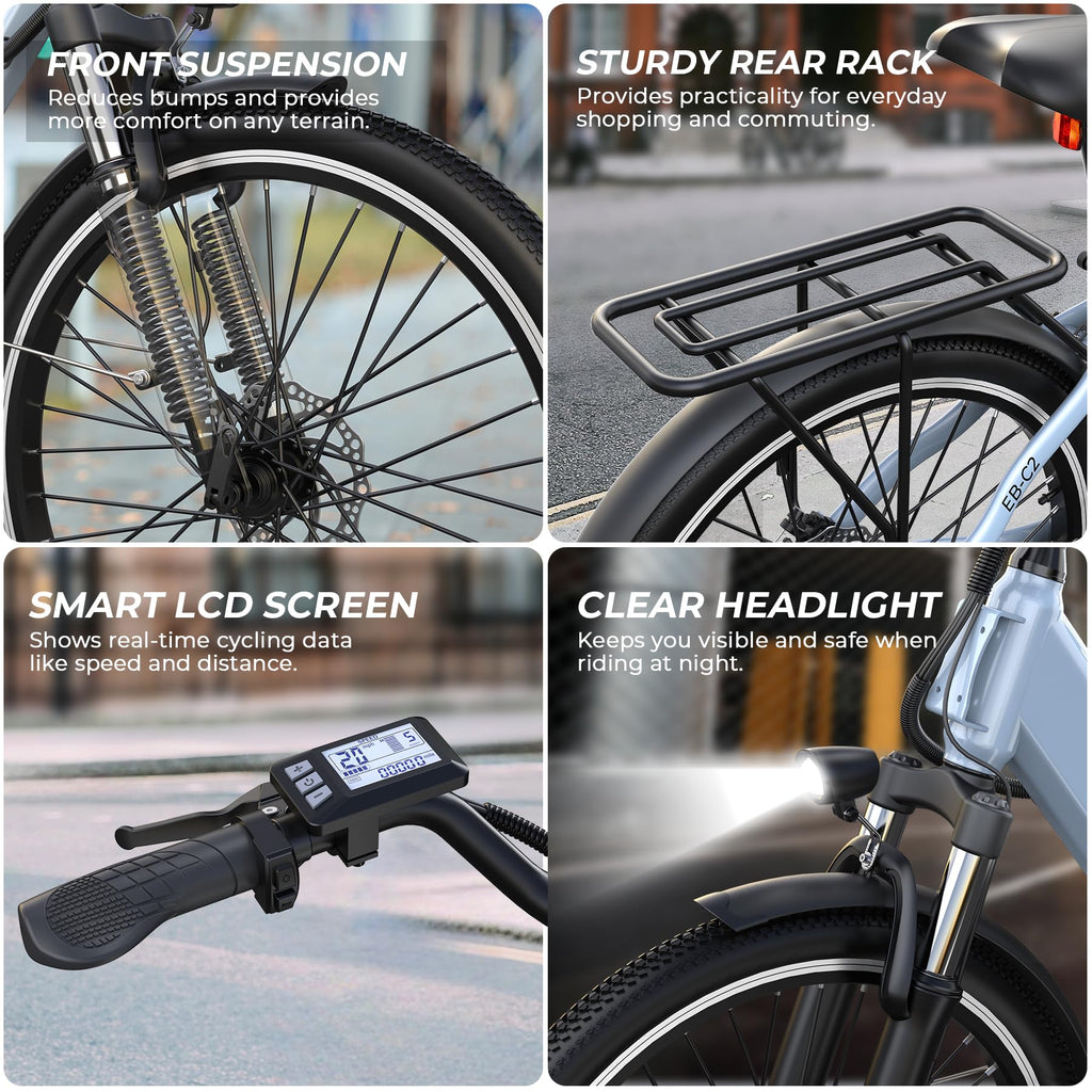 26" Step-Thru Electric Bike with 1000W Peak Motor N5648