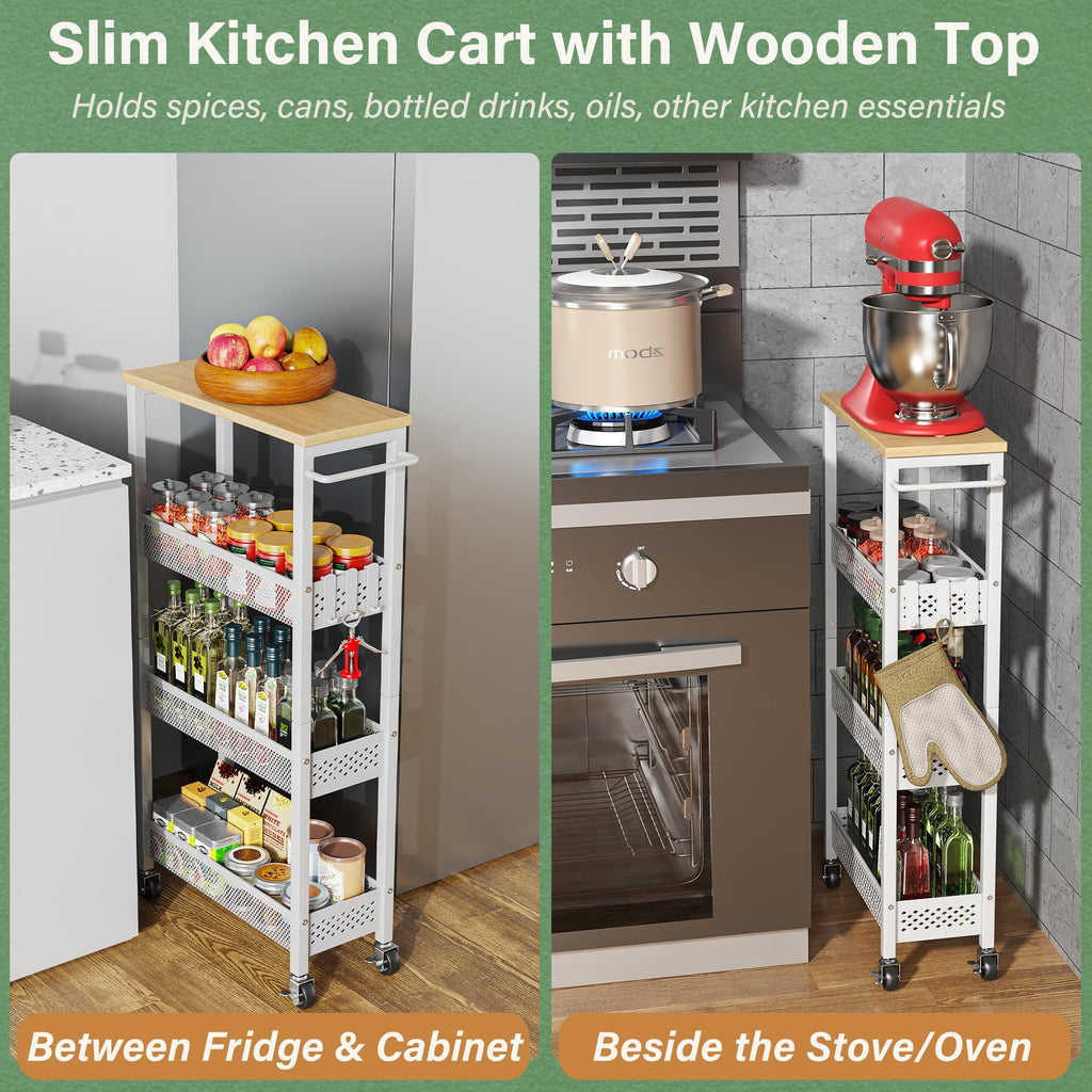 Laundry Room Organization Cart with Casters M517