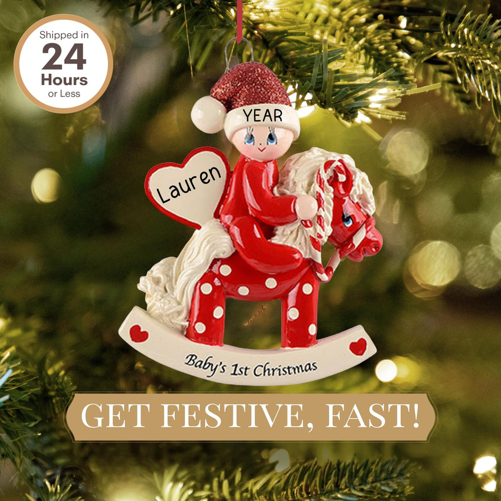 Baby's First Christmas Ornament 2026 Red Horse Z683