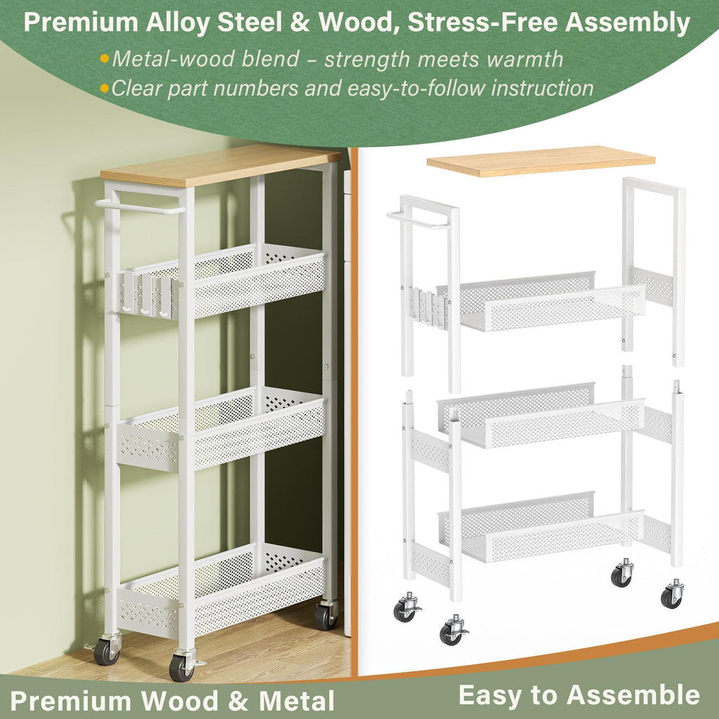 Laundry Room Organization Cart with Casters M517