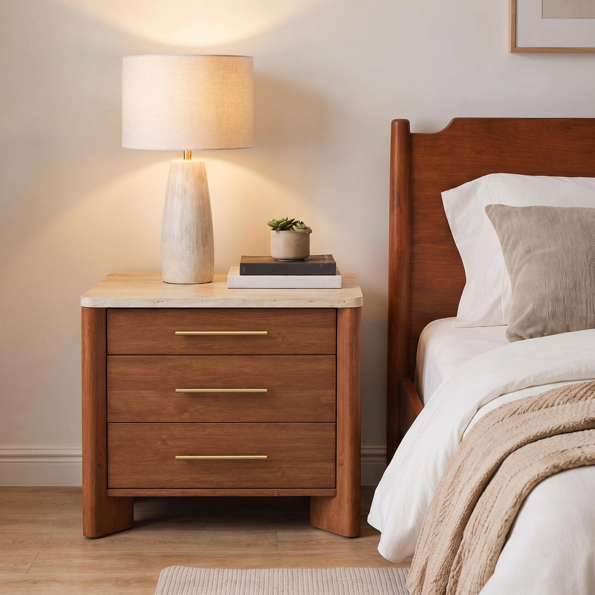 3 Drawer Marble Top Nightstand N6483