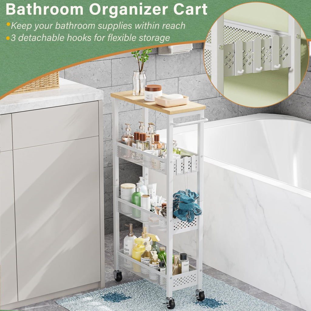 Laundry Room Organization Cart with Casters M517