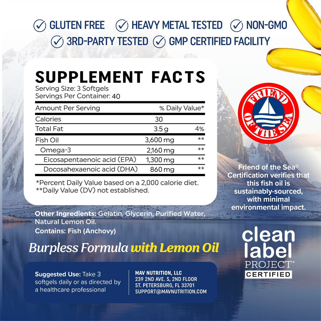 Omega 3 Fish Oil 3600 mg EPA & DHA P4526