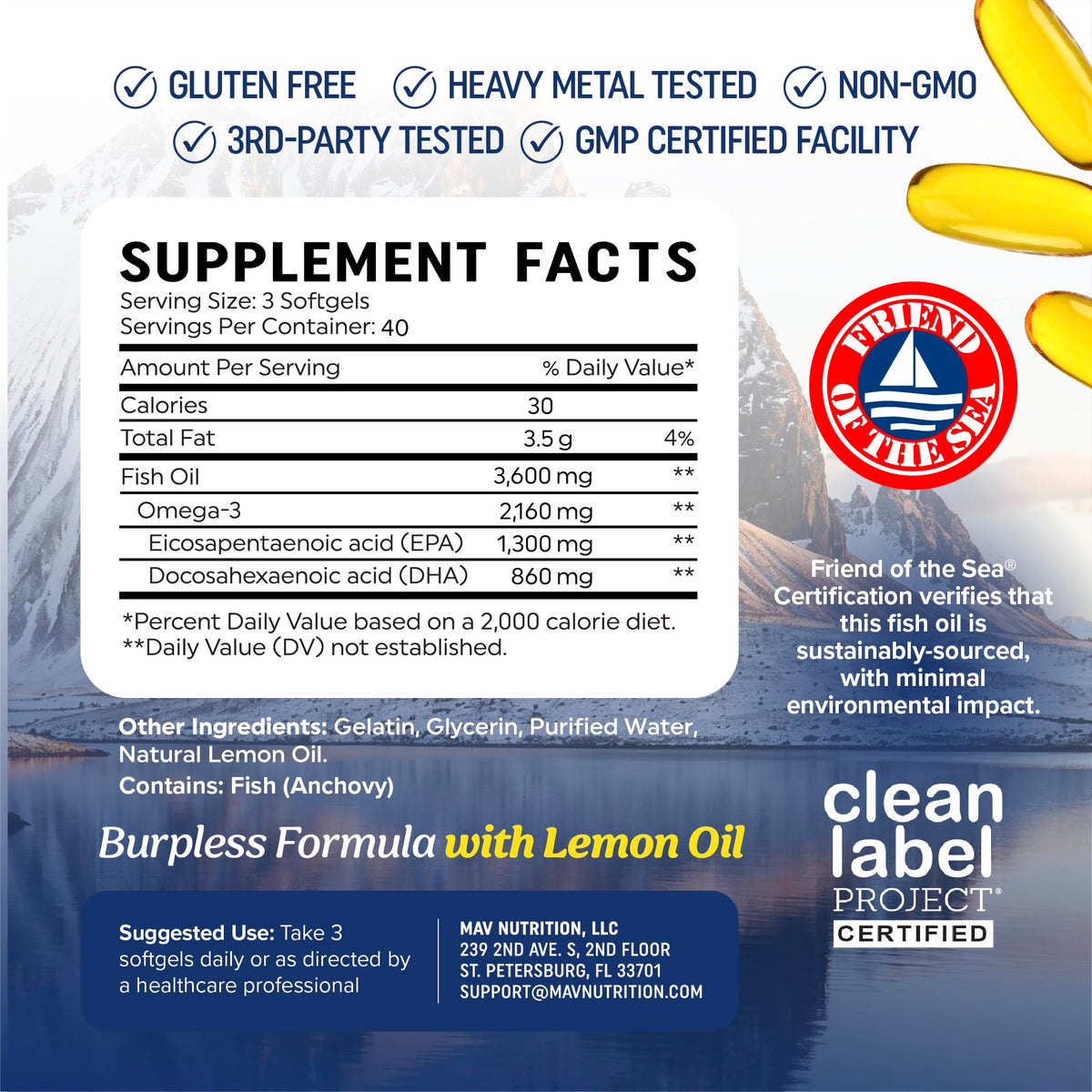 Omega 3 Fish Oil 3600 mg EPA & DHA P4526