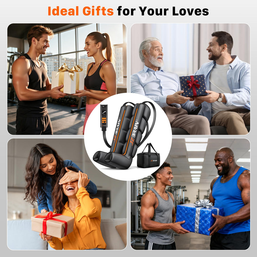 Air Compression Boots Leg Massager with Heat, 6 Modes & 11 Intensities (Large) E845352