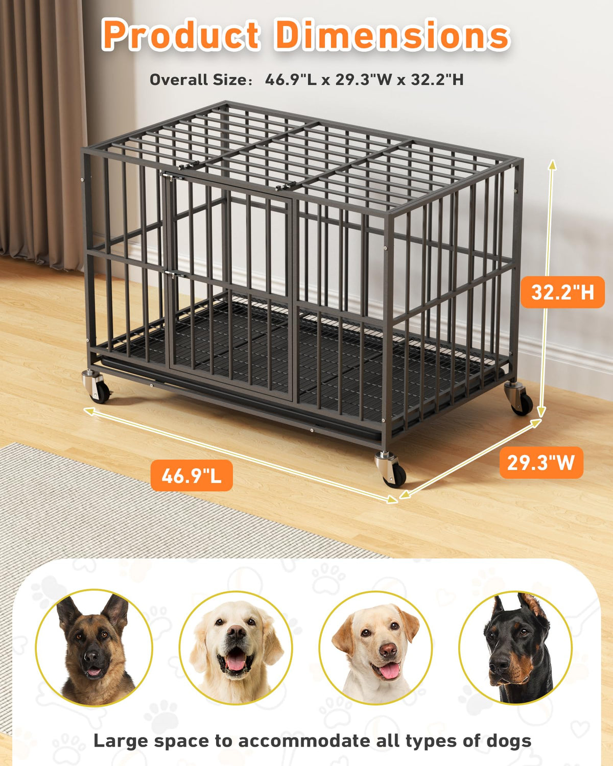 48 Inch Heavy Duty Black Dog Kennel M527