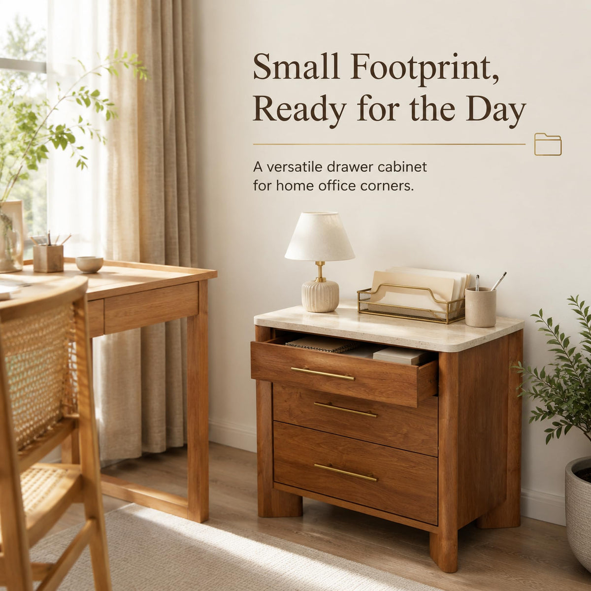 3 Drawer Marble Top Nightstand N6483
