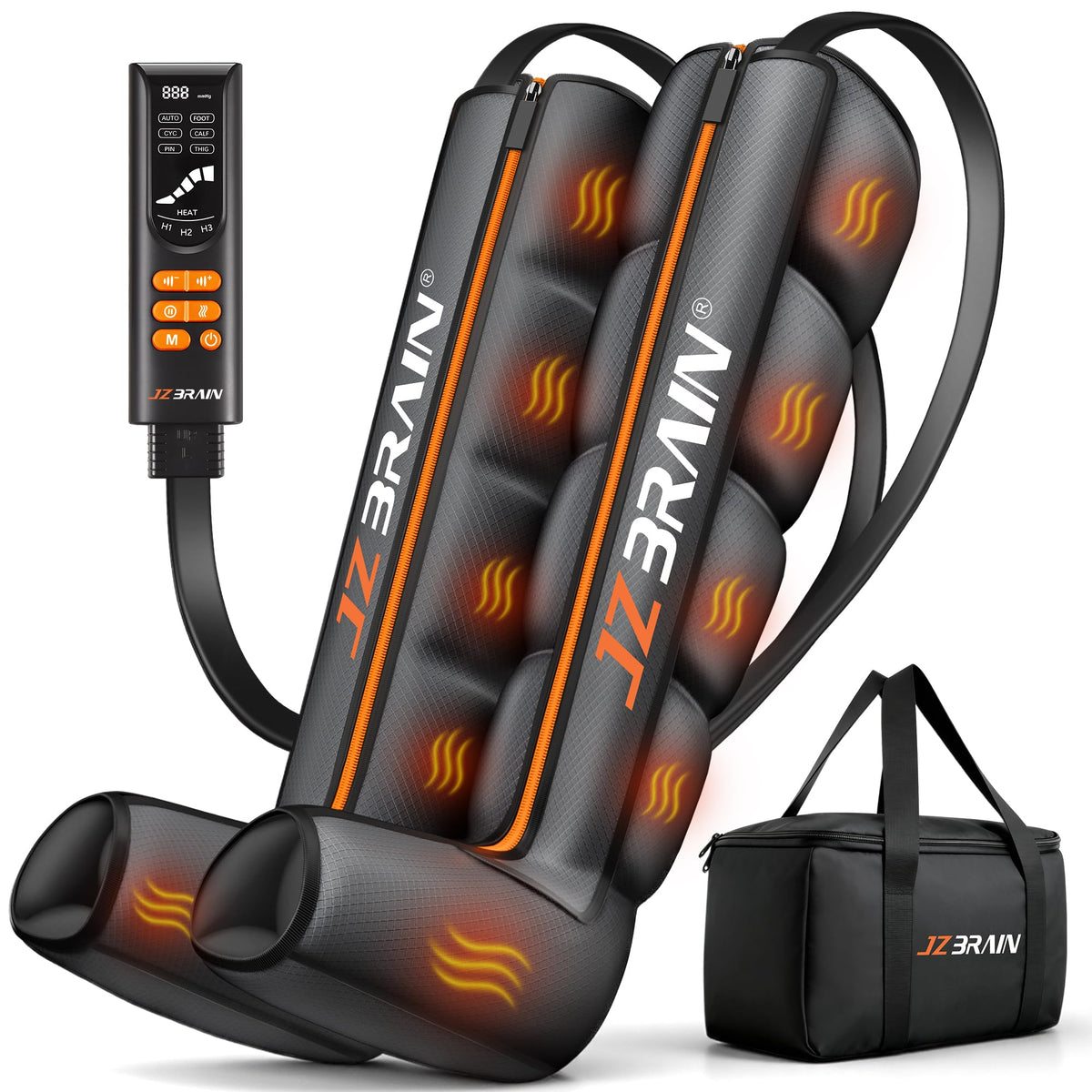 Air Compression Boots Leg Massager with Heat, 6 Modes & 11 Intensities (Large) E845352