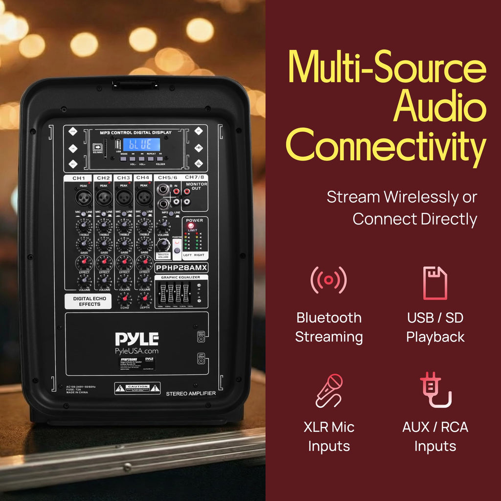 300 W Portable Wireless Bluetooth PA Speaker DJ Mixer Bundle T624804