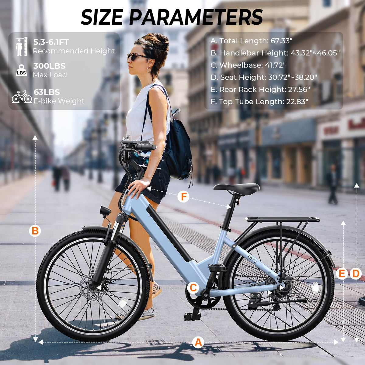 26" Step-Thru Electric Bike with 1000W Peak Motor N5648