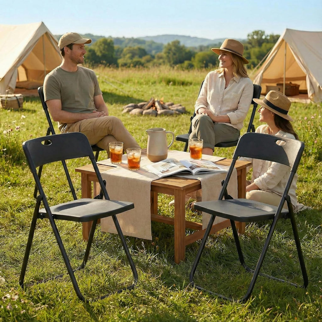Black Plastic Folding Chairs 10 Pack L2402