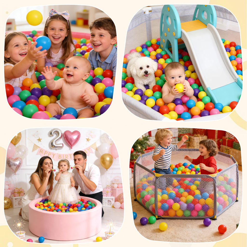Crush Proof Plastic Ball Pit Balls with Storage Bag N175395
