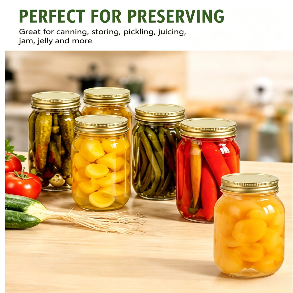 16 oz Glass Mason Jars with Lids and Bands, 12 Pack Z897