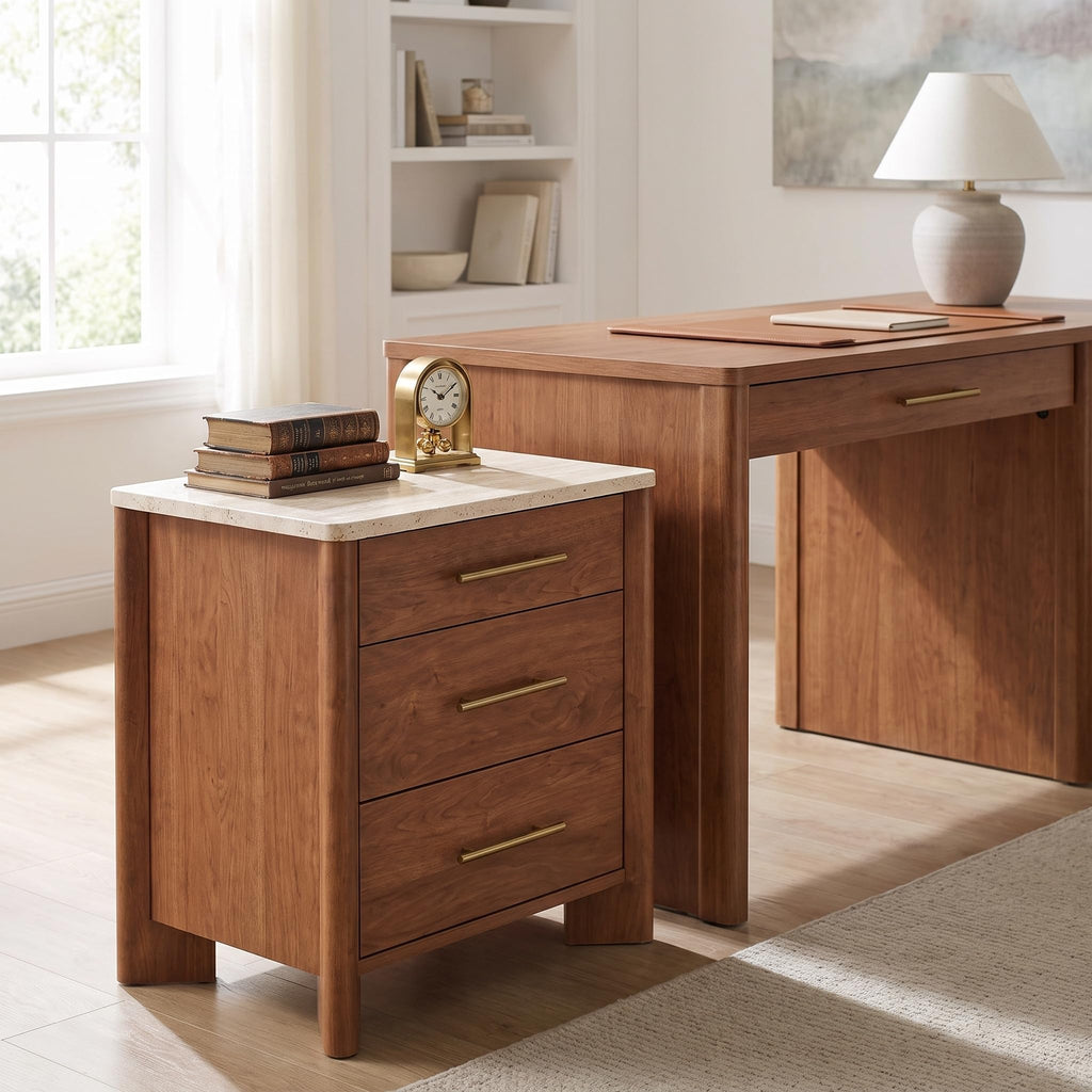 3 Drawer Marble Top Nightstand N6483
