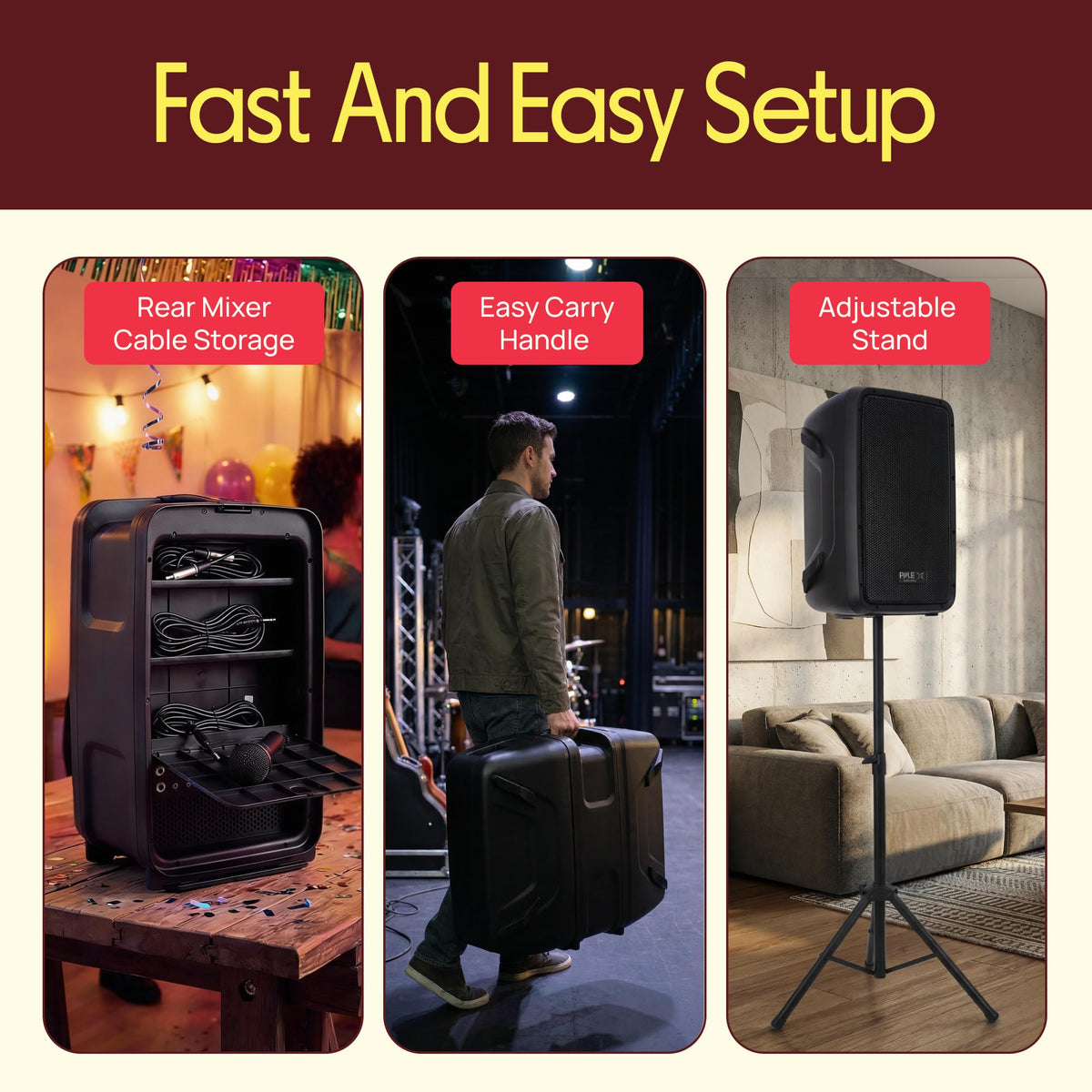 300 W Portable Wireless Bluetooth PA Speaker DJ Mixer Bundle T624804